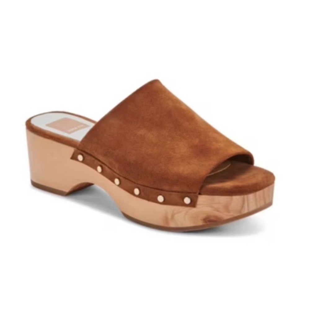 Dolce Vita Dorado Wood Sandal Suede Platform Clog Mule Women’s Size 9.5